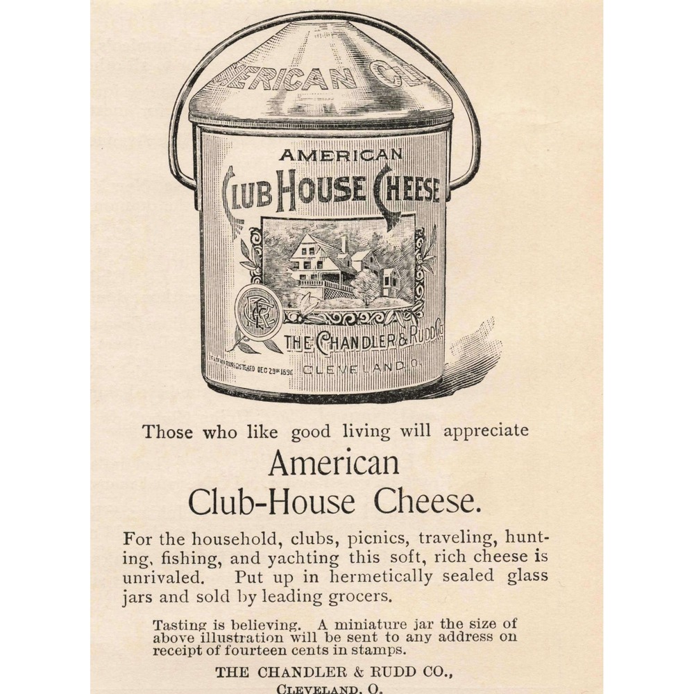 1892 American Club House Cheese Tin Can Vintage Advertising Cleveland Ohio - Picture 1 of 1